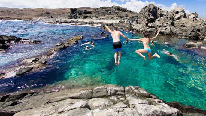 from oranjestad fullday island jeep safari tour