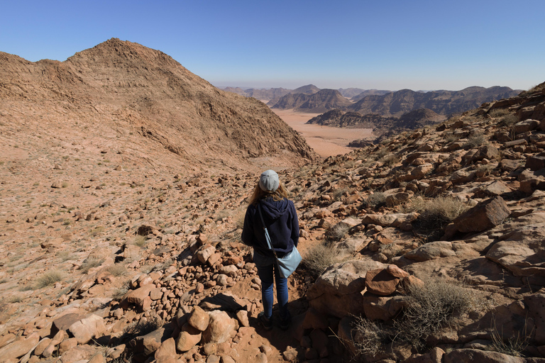 From Wadi Rum: Hike a Mountain with Guide & Stay (optional) Burdah Rock Bridge Mountain Day & Free Lunch Only