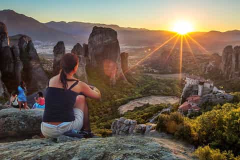 Majestic Sunset on Meteora Rocks Tour from Kalampaka