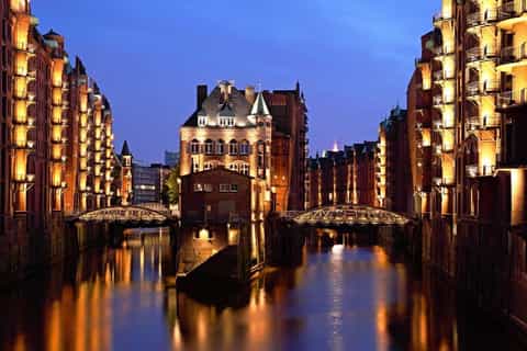 hamburg evening illumination cruise through harbor