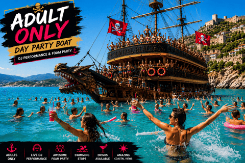Alanya: Adults-Only Pirate Boat Party with DJ and Foam Party Meeting Point