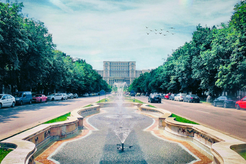 Bucarest : mine de sel de Slanic et visite citadine avec prise en charge à l'hôtelVoyage en minivan