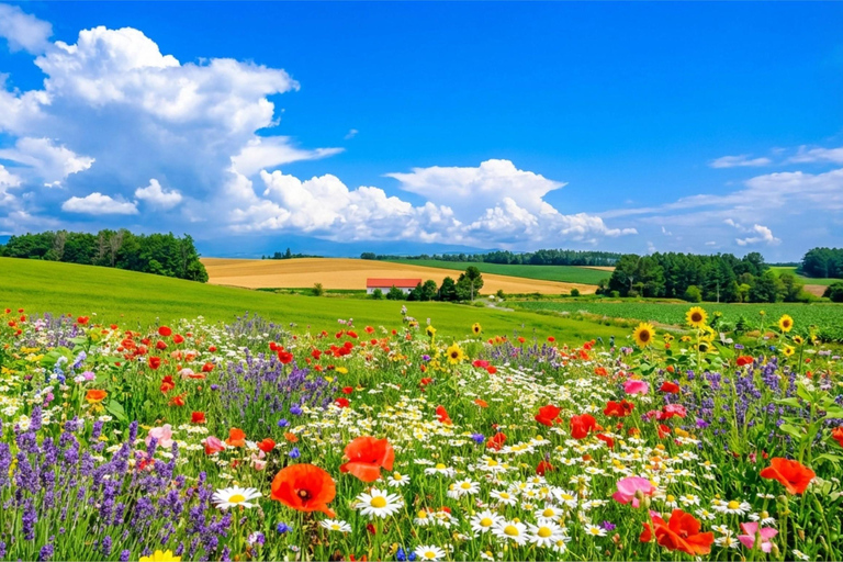 Summer Hokkaido: Furano lavender, Blue Pond,Shikisai-no-Oka 7:50 am meet at Odori Park subway station exit 31