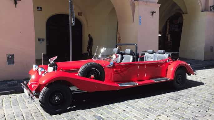 prague vintage car ride and walking tour
