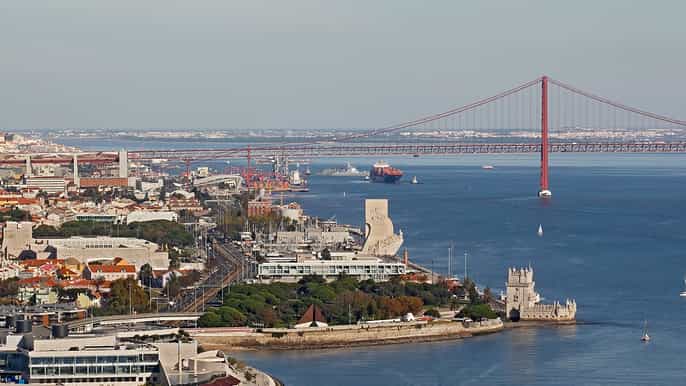 helicopter flight over historic lisbon