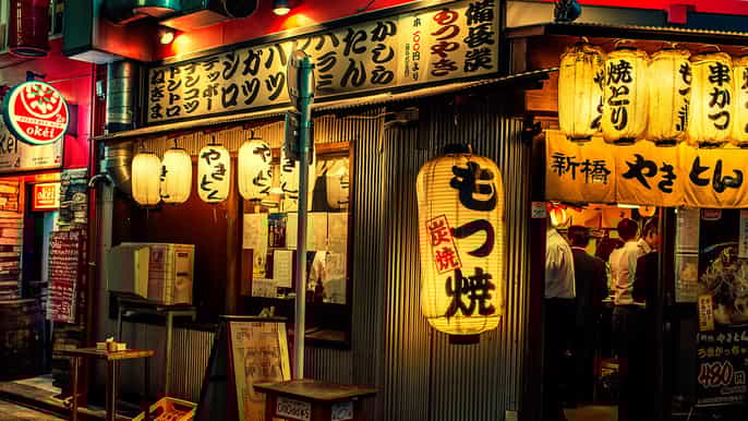 tokyo 3hour food tour of shinbashi at night