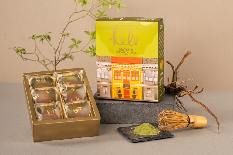 Tartas de piña Kele/Caja de recuerdos (Recogida en Chinatown)6 Piezas Bolas de Piña de Jade (Pandan) Caja Peranakan