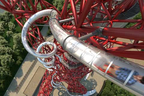 ArcelorMittal Orbit: Sklie og utsikt over bysilhuett