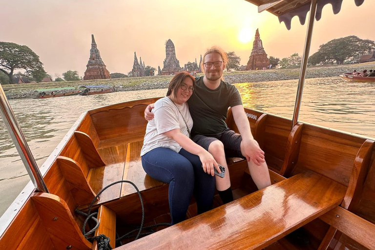 Vanuit Bangkok: Ayutthaya Werelderfgoed &amp; Zonsondergangboot PrivéVanuit Bangkok: Ayutthaya Werelderfgoed &amp; Privéboot bij zonsondergang