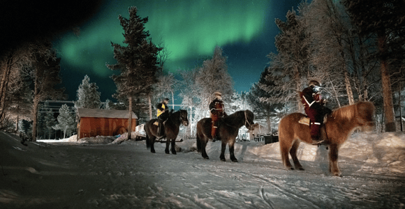 Kiruna: Northern Lights Horseback Ride with Dinner