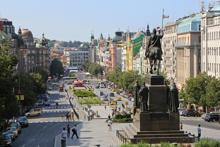 Visite guidée de Prague en bus, à pied, en bateau avec collation et muséeVisite en espagnol