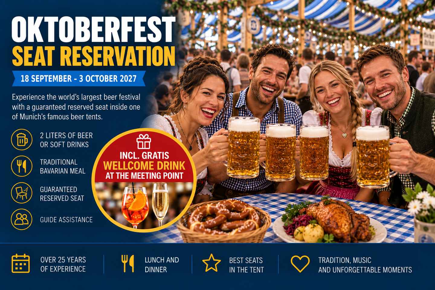 Oktoberfest Munich: Lunch/Dinner seat reserv. big beer tent - Oktoberfest Munich: Dinner seat reserv. big beer tent