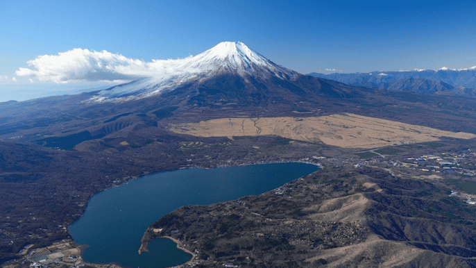 from tokyo helicopter flight over mt. fuji
