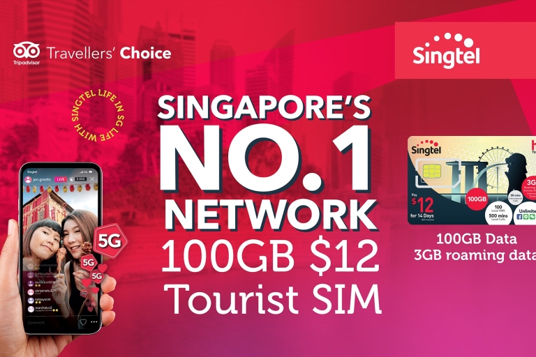 Singapur: 5G Tourist Simcard (Recogida en el aeropuerto de Changi)12 $ ¡Hola! Tarjeta Sim Turista