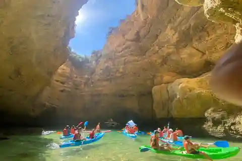 From Benagil Beach: Benagil Cave Guided Kayaking Tour