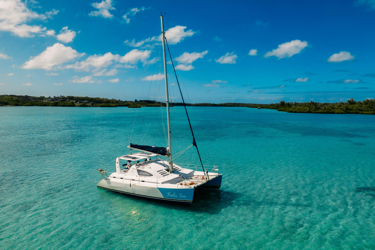 Crucero en catamarán a île aux Cerfs con observación de delfines y almuerzo