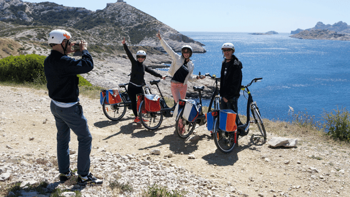 calanque de callelongue excursión en tierra tour en bicicleta eléctrica