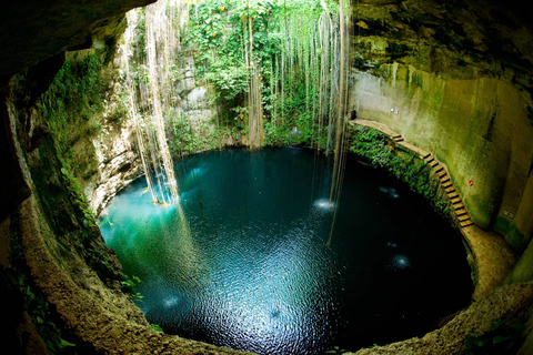 Cancún: Chichen Itza, Ik Kil Cenote och Valladolid med lunchUpphämtning i Cancun-området