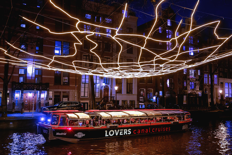 Amsterdam Light Festival Warm Boat Cruise + Optional Drinks Light Festival Canal Cruise from Central Station
