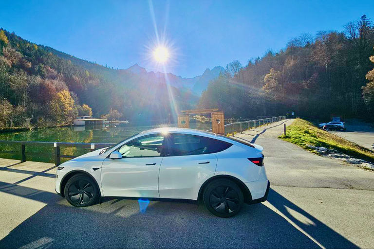 From Munich: Eibsee & Zugspitze Private Day Tour by Tesla