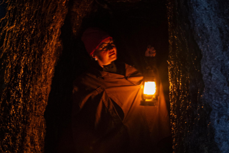 Fairy grottos: Dark tour with a miner's lamp through partly unlit corridors