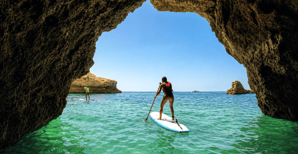 Albufeira: SUP Tour Along the Sea Caves with Snorkeling