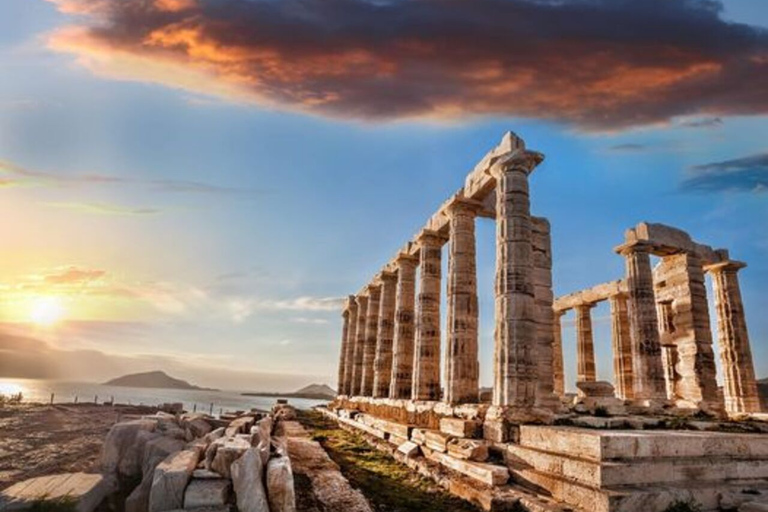 Cape Sounion Tour & Temple of Poseidon Sunset & Audio Tour Cape Sounion Mercedes Vito & Free Audio Tour (7 pers)