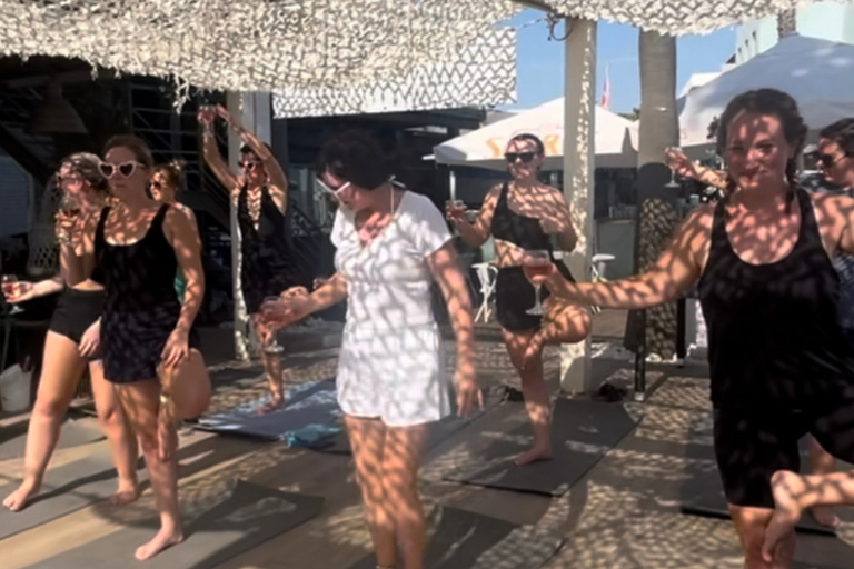 Albufeira: Wine Yoga with Uplifting Music Experience