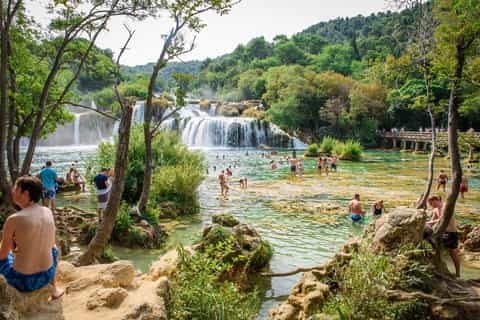 Split or Trogir: Krka, Roški Falls Swim & Šibenik Day Tour