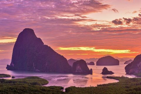 Восход на Пханг Нга и остров Джеймса Бонда в спокойные часы
