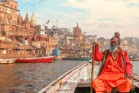 Varanasi: Geführte Tour durch Varanasi & Sarnath mit dem AC-WagenAuto+ Reiseführer+ Eintritt+ Mittagessen+ Bootsfahrt