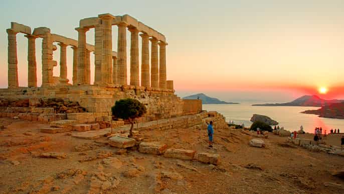 athens afternoon at cape sounion temple of poseidon