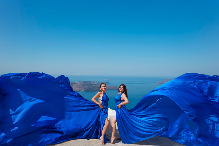 Flying dress Photoshoot in Santorini with Hotel Pickup