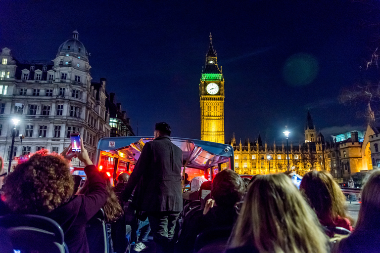 Londra: Tour panoramico notturno in autobus scopertoPartenza e ritorno dal London Eye