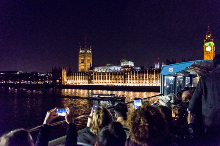 Londra: Tour panoramico notturno in autobus scopertoPartenza e ritorno dal London Eye