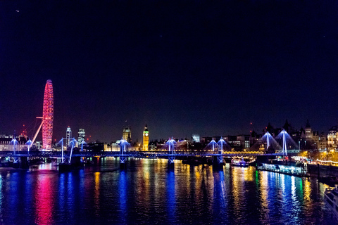 Londra: Tour panoramico notturno in autobus scopertoPartenza e ritorno dal London Eye