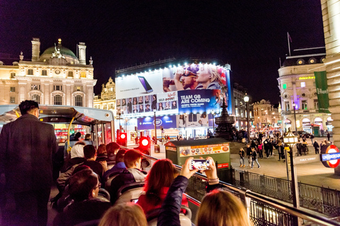 Londres: Excursão turística noturna em ônibus abertoPartida e retorno do The London Eye