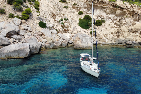 Ibiza: Full Day Sailing Boat Tour to Formentera w/ Paddle Ibiza to Formentera & Espalmador Sailing with a Small Group