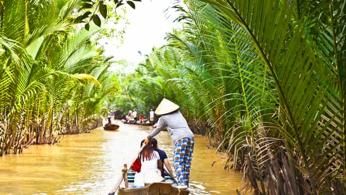 mekong delta small group w/ vinh trang pagoda rowing boat