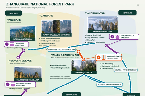 Zhangjiajie: Avatar Mountains E-Ticket & Guide Options 4-Day Park Ticket + 4 Mountain Transport Rides