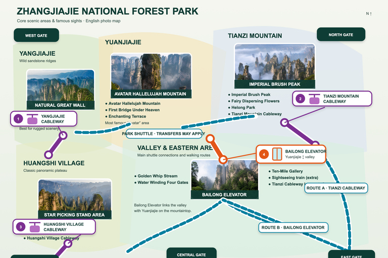 Zhangjiajie: Avatar Mountains E-Ticket & Guide Options 4-Day Park Ticket + 4 Mountain Transport Rides