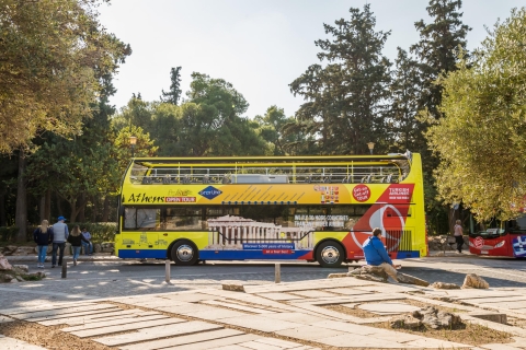 Athens City and Seaside: Yellow Hop-on Hop-off Bus Tour Athens, Piraeus, Glyfada Bus Tour 24 Hours+ 1 Day Free