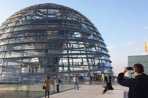 walking tour in german gov. district reichstag with dome