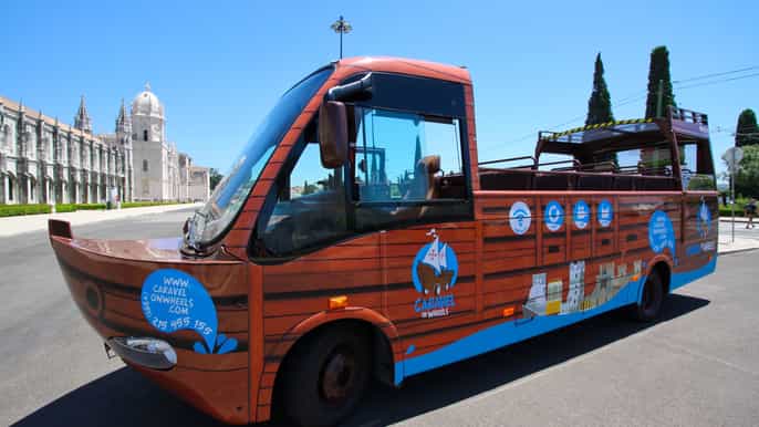 lisbon shore sightseeing bus with interactive video guide