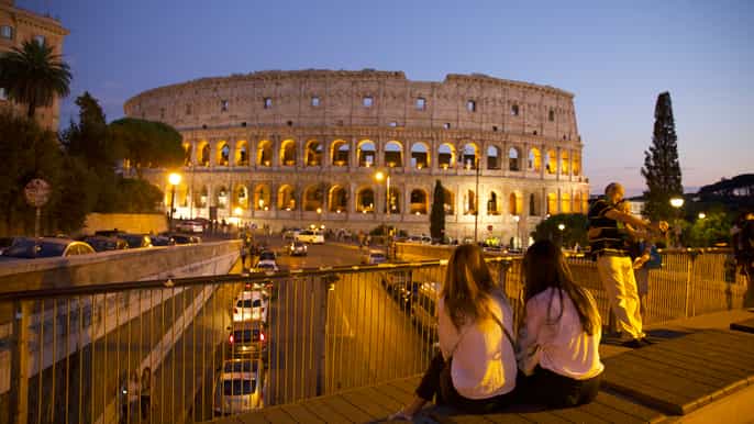 rome colosseum under the moonlight