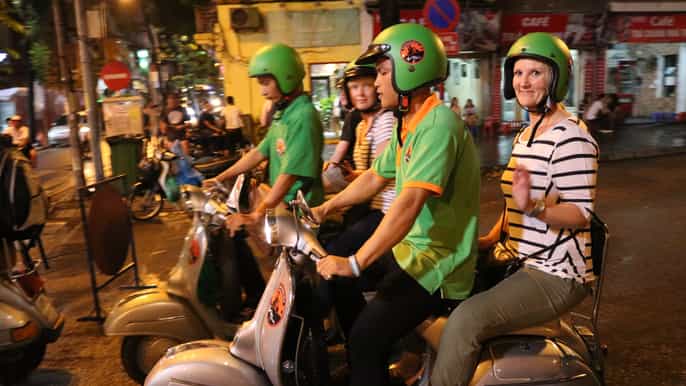 enjoy hanoi like a local vespa street food tour by night