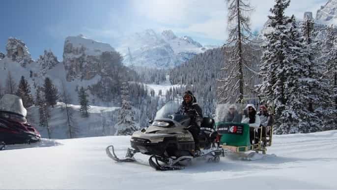 bolzano snowmobile sledding the great dolomites road