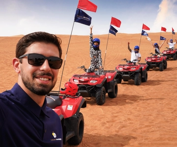 Aventura no deserto do Dubai: Quadriciclo/Polaris guiado nas dunas vermelhas e churrasco