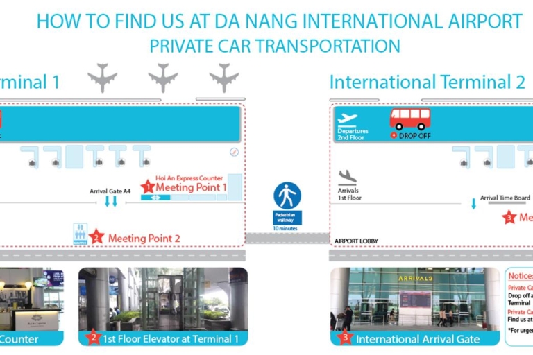 Da Nang luchthaven - Hoi An: privé- en shuttletransfersVan Hoi An naar de luchthaven Da Nang: privétransfers