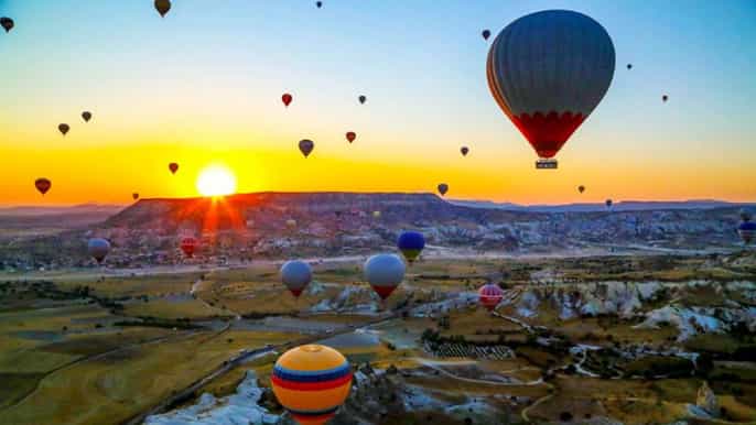 cappadocia hot air balloon flight at sunrise